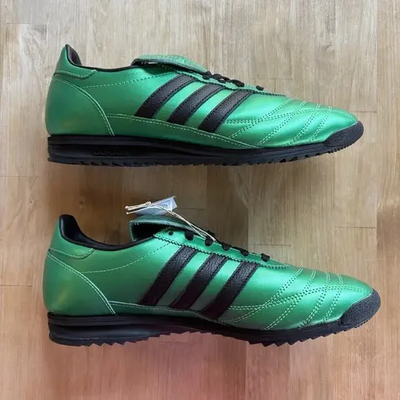 Adidas Green Black Leather metallic Soccer Sneakers Women’s 10 Retro Shoes NWOB - Picture 8 of 10